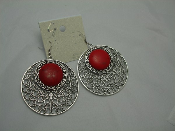 Silver Tone Color Stone Earring